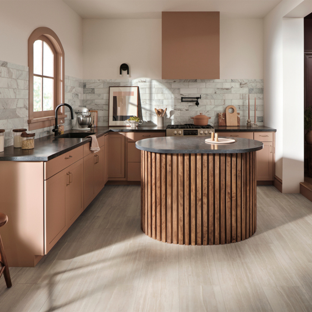 wood look flooring in kitchen