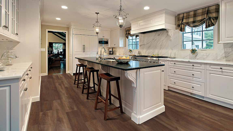 luxury vinyl plank flooring in a kitchen